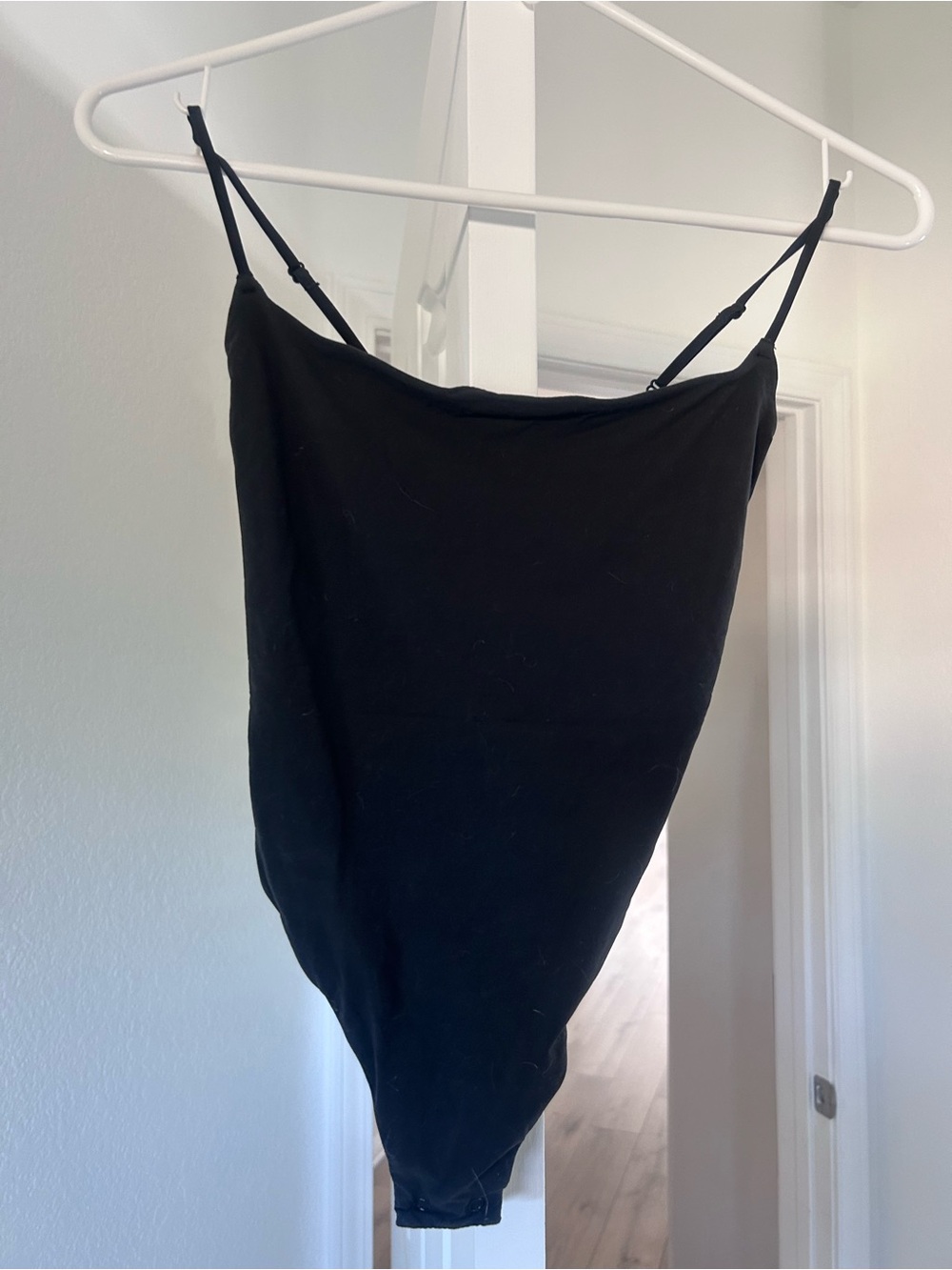 SKIMS Black Slim Spaghetti-Strap Bodysuit (Adjustable Straps)